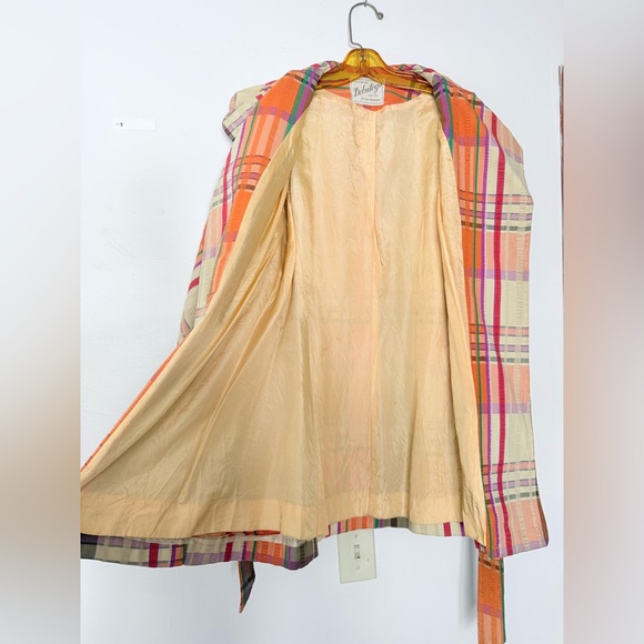 VTG 70s New York Debutogs Rainbow Plaid Spring Belted Maximalist LightJacket S/M - Picture 5 of 16